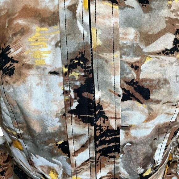 Coldwater Creek Women’s Brown Floral Zip Jacket Size 8 Ruched 3/4 Sleeves - Picture 3 of 16